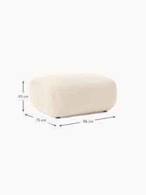 Puf reposapiés en tejido bouclé Sofia, Tapizado: tejido bouclé (100% polié, Estructura: madera de abeto, tablero , Patas: plástico Este producto es, Bouclé beige claro, An 75 x F 96 cm