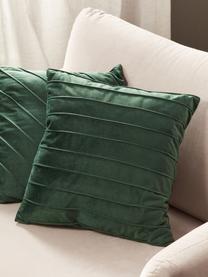 Housse de coussin en velours Lola, Velours (100 % polyester), Vert foncé, larg. 40 x long. 40 cm