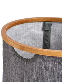 Cesta de lavandería Appa, Cesta: lino artificial, Estructura: bambú, Gris, beige, Ø 36 x Al 50 cm