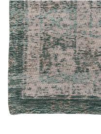 Tapis vintage chenille Medaillon, Vert, rose