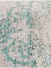 Tapis vintage chenille Medaillon, Vert, rose