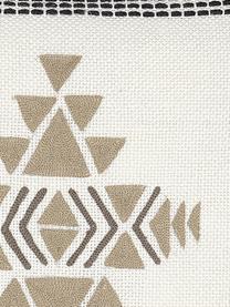 Ethno Kissen Aztec aus recyceltem PET, mit Inlett, Bezug: PET, recycelt, Gebrochenes Weiss, Schwarz, Beige, 45 x 45 cm