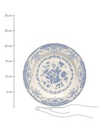 Frühstücksteller Rose mit Blumenmuster in Weiss/Blau, 2 Stück , Keramik, Weiss, Blau, Ø 21 x 1 cm