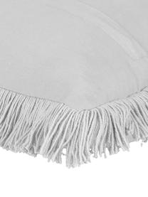 Sametový povlak na polštářs třásněmi Phoeby, 100 % bavlna, Světle šedá, Š 40 cm, D 40 cm