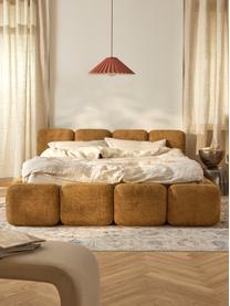 Čalouněná postel z plyšového bouclé Tayla, Okrová, Š 140 cm, D 200 cm