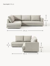 Ecksofa Tribeca, Bezug: 100 % Polyester Der hochw, Gestell: Massives Kiefernholz, Webstoff Hellgrau, B 315 x T 228 cm, Eckteil links