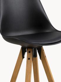 Barstühle Dima, 2 Stück, Bezug: Polyester, Sitzschale: Polyurethan, Beine: Gummibaumholz, geölt, Schwarz, Gummibaumholz, B 49 x H 112 cm