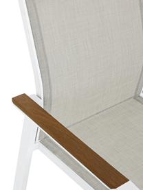 Chaise de jardin à accoudoirs, empilable Kubik, Blanc, grège, bois, larg. 57 x prof. 62 cm