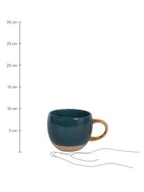 Tasse à café design Legion, Grès cérame, Bleu, couleur dorée, Ø 11 x haut. 9 cm, 500 ml