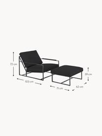 Loungeset Andy, 2-delig, Bekleding: 93% polyester, 5% katoen,, Frame: gepoedercoat metaal, Geweven stof antraciet, Set met verschillende formaten