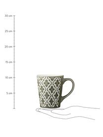 Tazas Abella, 4 uds., Cerámica, Verde, blanco, Ø 9 x Al 11 cm