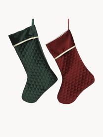 Chaussettes de Noël en velours Magical, 2 élém., Velours (100 % polyester), Velours vert foncé, pourpre, larg. 28 x haut. 45 cm