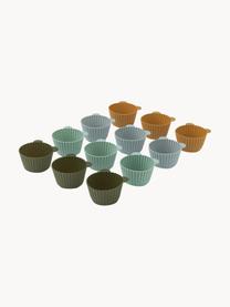 Moules à muffins Jerry, 12 pièces, Silicone, Brun clair, bleu ciel, tons verts, Ø 7 x haut. 4 cm
