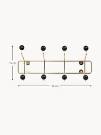 Wieszak ścienny z metalu Saturnus, Stelaż: metal lakierowany, Stelaż: odcienie złotego Hak: czarny, S 34 x W 15 cm