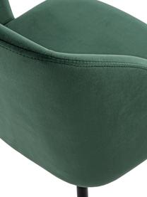 Sedia imbottita in velluto verde Crown, Seduta: velluto di poliestere, Struttura: compensato, Gambe: metallo verniciato a polv, Verde, Larg. 60 x Alt. 53 cm