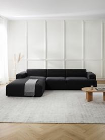 Ecksofa Melva (4-Sitzer), Bezug: 100% Polyester Der hochwe, Gestell: Massives Kiefernholz, Spa, Füße: Kunststoff Dieses Produkt, Webstoff Schwarz, B 319 x T 196 cm, Eckteil links