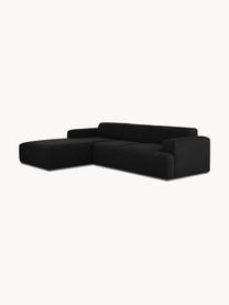 Ecksofa Melva (4-Sitzer), Bezug: 100% Polyester Der hochwe, Gestell: Massives Kiefernholz, Spa, Webstoff Schwarz, B 319 x T 196 cm, Eckteil links