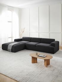 Ecksofa Melva (4-Sitzer), Bezug: 100% Polyester Der hochwe, Gestell: Massives Kiefernholz, Spa, Füße: Kunststoff Dieses Produkt, Webstoff Schwarz, B 319 x T 196 cm, Eckteil links