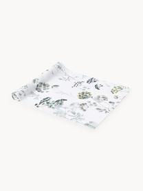 Chemin de table avec motif floral Aquarell Print, 100 % coton, Blanc, tons verts, larg. 50 x long. 160 cm