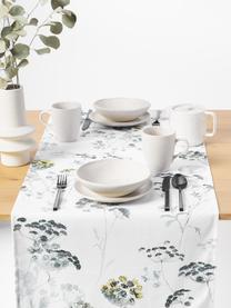 Chemin de table avec motif floral Aquarell Print, 100 % coton, Blanc, tons verts, larg. 50 x long. 160 cm