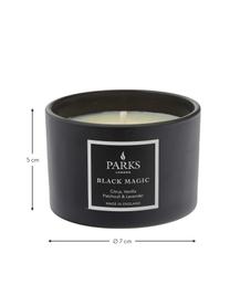 Geurkaars Black Magic (vanille, patchouli & lavendel), Houder: glas, Zwart, wit, Ø 7 x H 5 cm