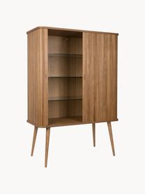 Chiffonnier de madera con puertas correderas y frente estriado Barbier, Estructura: tablero de fibras de dens, Estantes: vidrio templado, Madera de fresno, An 100 x Al 140 cm