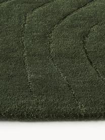 Wollteppich Aaron, handgetuftet, Flor: 100 % Wolle, Dunkelgrün, B 80 x L 150 cm (Grösse XS)