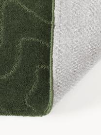 Wollen vloerkleed Aaron, handgetuft, Onderzijde: 100% katoen Bij wollen vl, Donkergroen, B 80 x L 150 cm (maat XS)