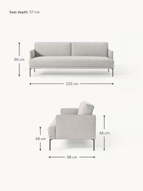 Schlafsofa Fluente (3-Sitzer), Bezug: 80 % Polyester, 20 % Rami, Gestell: Massives Kiefernholz, Füße: Metall, pulverbeschichtet, Webstoff Hellgrau, B 220 x T 88 cm