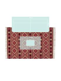 Tapis en laine rose vif style ethnique Gypsy, Couleur baie, crème