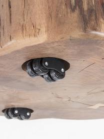 Massieve houten salontafel Essi met wieltjes, Tafelblad: acaciahout, Poten: staal, Wieltjes: kunststof, Bruin, Ø 65 x H 23 cm