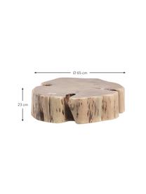 Massivholz-Couchtisch Essi mit Rollen, Tischplatte: Akazienholz, Rollen: Kunststoff, Braun, Ø 65 x H 23 cm