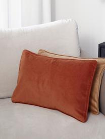 Housse de coussin rectangulaire velours rouille Dana, 100 % velours de coton, Rouille, larg. 30 x long. 50 cm