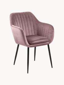 Chaise rembourrée en velours Emilia, Velours mauve, noir, larg. 57 x prof. 59 cm