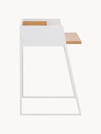 Kleiner Schreibtisch Camille mit Ablage, Beine: Metall, lackiert Dieses P, Holz, weiss lackiert, B 90 x T 60 cm