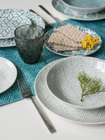 Chemin de table Bali Leaf, Turquoise, blanc