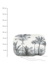 Serveerplateau Papaye met palmmotief, L 28 x B 18 cm, Porselein, Wit, zwart, 18 x 28 cm