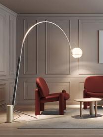 Grand lampadaire arc LED artisanal Alicanto, Noir, doré, blanc, haut. 230 cm