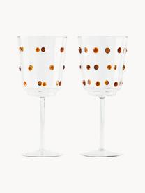 Copas de vino sopladas de vidrio borosilicato Nob, 2 uds., Vidrio borosilicato, soplado artesanalmente, Transparente, marrón claro, Ø 9 x Al 20 cm, 350 ml