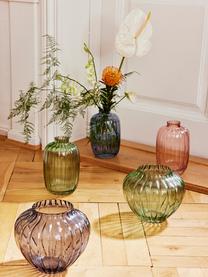 Sklenená váza Groove, Sklo, Zelená, Ø 20 x V 18 cm