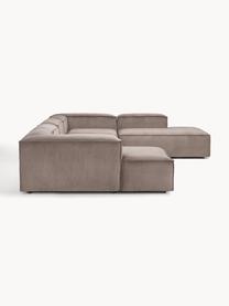 Sofá rinconera modular de pana Lennon, Tapizado: pana (92% poliéster, 8% p, Estructura: madera de pino maciza, ma, Patas: plástico Este producto es, Pana gris pardo, An 418 x F 269 cm, chaise longue izquierda