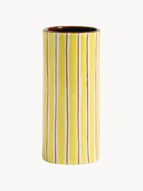 Vaso in porcellana dipinta a mano Ray, alt. 18 cm, Porcellana, Giallo limone, rosso vino, bianco latte, Ø 8 x Alt. 18 cm