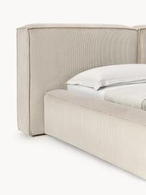 Čalúnená posteľ s úložným priestorom Lennon, Menčestrová svetlobéžová, Celkové rozmery: Š 208 x H 243 cm (spacia plocha Š 140 x D 200 cm)