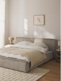 Čalúnená posteľ s úložným priestorom Lennon, Menčestrová svetlobéžová, Celkové rozmery: Š 208 x H 243 cm (spacia plocha Š 140 x D 200 cm)
