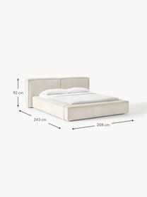 Gestoffeerd bed Lennon van corduroy met opbergfunctie, Bekleding: corduroy (98% polyester, , Frame: massief grenenhout, multi, Poten: hout, kunststof Dit produ, Corduroy lichtbeige, B 208 x L 243 cm (ligvlak 140 x 200 cm)