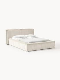 Gestoffeerd bed Lennon van corduroy met opbergfunctie, Bekleding: corduroy (98% polyester, , Frame: massief grenenhout, multi, Poten: hout, kunststof Dit produ, Corduroy lichtbeige, B 208 x L 243 cm (ligvlak 140 x 200 cm)