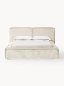 Letto imbottito in velluto a coste con contenitore Lennon, Rivestimento: velluto a coste (98% poli, Struttura: legno di pino massiccio, , Piedini: legno, plastica Questo pr, Velluto a coste beige chiaro, Larg. 208 x Lung. 243 cm (superfice 140 x 200 cm)