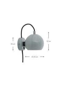 Design Kugel-Wandleuchte Ball, Lampenschirm: Metall, beschichtet, Blaugrau, B 16 x H 12 cm