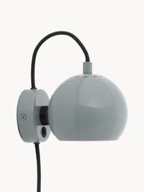 Design bolvormige wandlamp Ball, Lampenkap: gecoat metaal, Grijsblauw, B 16 x H 12 cm