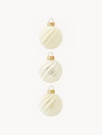 Bolas de Navidad Gabriela, 3 uds., Vidrio, Blanco crema, Ø 6 cm